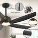 52 in. Black Ceiling Fan with Light, Modern Ceiling Fan for Living Room, Bedroom, Dimmable Outdoor Ceiling Fans -7-ErisView