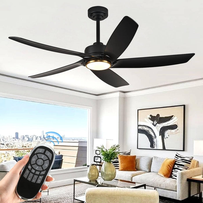 52 in. Black Ceiling Fan with Light, Modern Ceiling Fan for Living Room, Bedroom, Dimmable Outdoor Ceiling Fans -1-ErisView