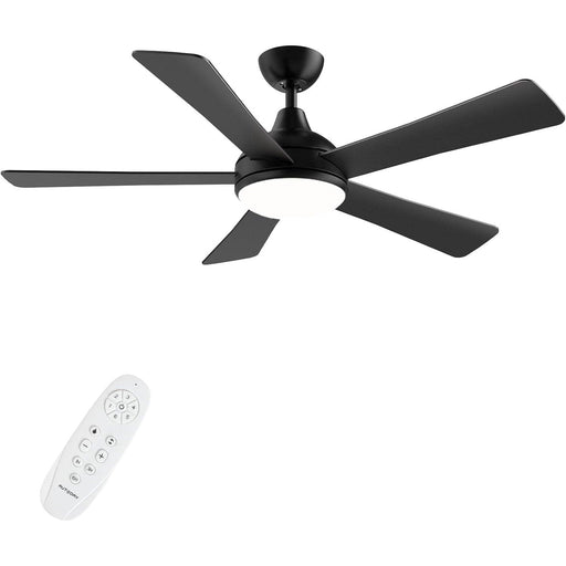 52 in. Black Ceiling Fan with Light and Remote, Reversible Quiet Modern Ceiling Fan for Bedroom Living Room Dining Room Patio-1-ErisView