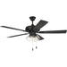 52 in. Black Flat Ceiling Fan, Reversible Greywood Blade Ceiling Fan-2-ErisView