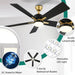 52 in. Black Gold Ceiling Fan with Light and Remote APP Control, Modern Indoor Outdoor Fan Dimmable Fanlight-7-ErisView