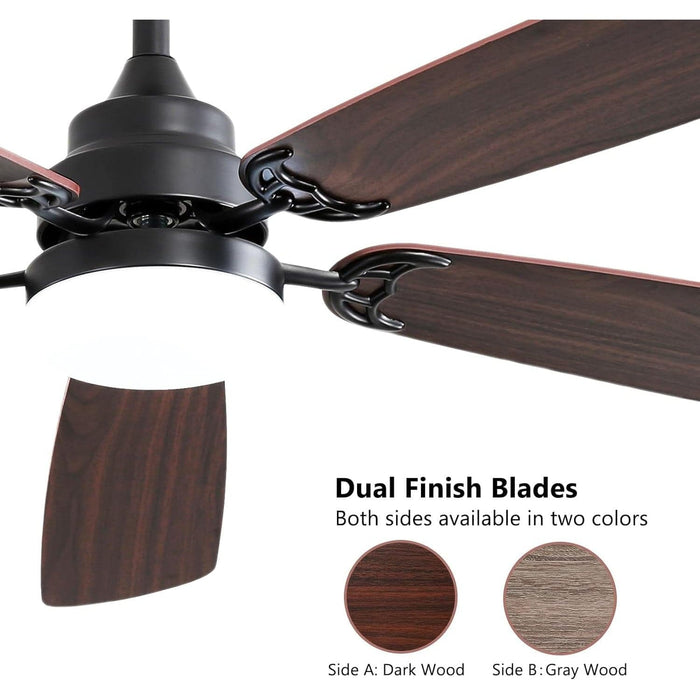 52 in. Black Modern Ceiling Fan with Light and Remote, 5 Blade Flush Mount Ceiling Fan, Low Profile Reversible Quiet Ceiling Fans for Bedroom Living Room-3-ErisView