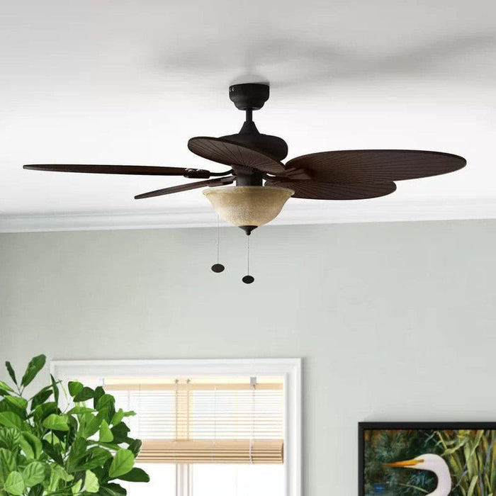 52 in. Brown Tropical Ceiling Fan, Reversible Outdoor Ceiling Fan for Porch, Indoor Ceiling Fan with Light Pull Chain Control for Living Room-ErisView