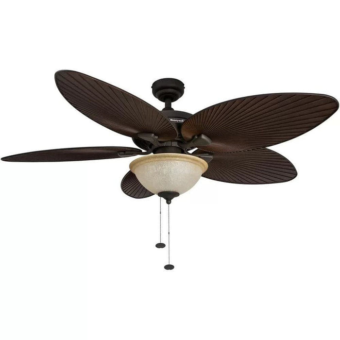 52 in. Brown Tropical Ceiling Fan, Reversible Outdoor Ceiling Fan for Porch, Indoor Ceiling Fan with Light Pull Chain Control for Living Room-ErisView