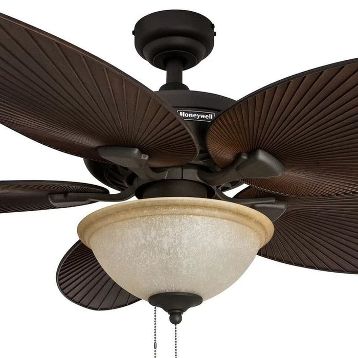 52 in. Brown Tropical Ceiling Fan, Reversible Outdoor Ceiling Fan for Porch, Indoor Ceiling Fan with Light Pull Chain Control for Living Room-ErisView