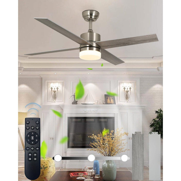 52 in. Brushed Nickel Ceiling Fan, Modern Ceiling Fan with Light and Remote, Beautiful Ceiling Fans, Elegant Ceiling Fans Bedroom Ceiling Fans Patios-1-ErisView