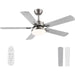 52 in. Brushed Nickel Ceiling Fan with Remote, Modern Gray and White Ceiling Fan for Bedroom Living Room Patio, 5 Blades Reversible DC Ceiling Fan-1-ErisView