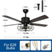 52 in. Caged Farmhouse Industrial Ceiling Fans with Light and Remote, Black Rustic Fan Light Fixture for Bedroom Living Room Dining Room-5-ErisView