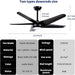 52 in. Ceiling Fan, Indoor Outdoor Ceiling Fan with Light, Black Ceiling Fan with Remote, Reversible Mini Ceiling Fan for Patio Bedroom Living Room-2-ErisView