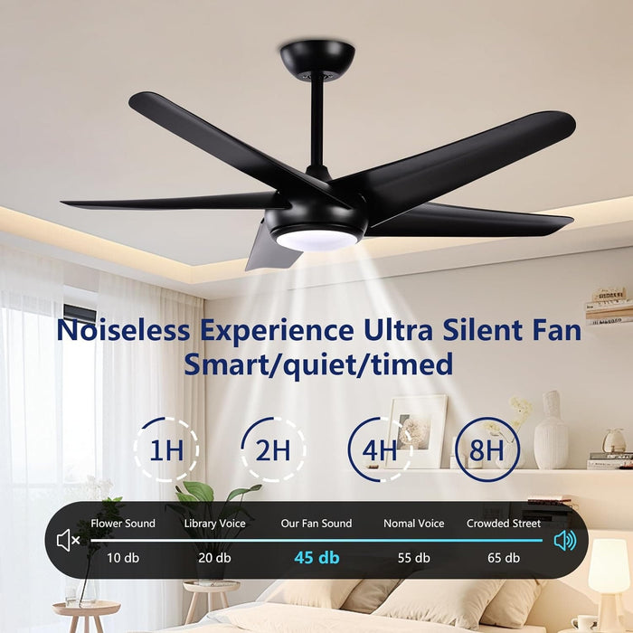 52 in. Ceiling Fan, Indoor Outdoor Ceiling Fan with Light, Black Ceiling Fan with Remote, Reversible Mini Ceiling Fan for Patio Bedroom Living Room-3-ErisView