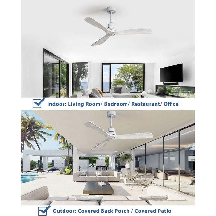 52 in. Ceiling Fan NO Light, 3 Blade Ceiling Fan with Remote, Reversible Ceiling Fan for Bedroom Living Room Porch, Modern Outdoor Ceiling Fan-2-ErisView