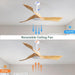 52 in. Ceiling Fan NO Light, Contemporary Ceiling Fans with Remote Control for Bedroom Living Room Dining Room-5-ErisView