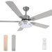 52 in. Ceiling Fan for Sloped Ceiling with Light and Remote Control, Reversible Brushed Nickel Ceiling Fan for Bedroom Living Room Office-1-ErisView