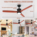 52 in. Ceiling Fan with 3 Blades, Wood Ceiling Fan with LED Lights and Remote Control, Modern Cooling Ceiling Fan for Living Room Bedroom Office Patios-2-ErisView