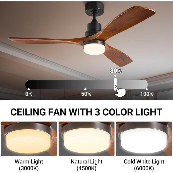 52 in. Ceiling Fan with Light and Remote APP Control, Modern Outdoor Wood Ceiling Fan, Quiet Ceiling Fans with Lights-4-ErisView