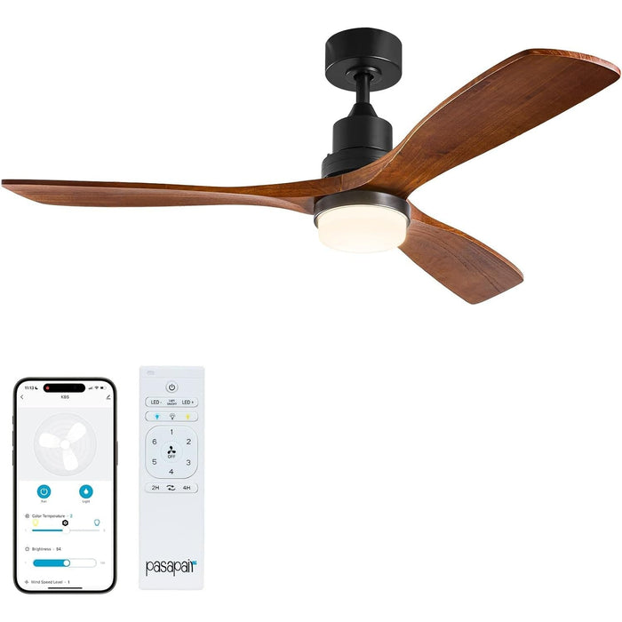 52 in. Ceiling Fan with Light and Remote APP Control, Modern Outdoor Wood Ceiling Fan, Quiet Ceiling Fans with Lights-1-ErisView