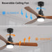 52 in. Ceiling Fan with Light and Remote Control, Farmhouse Wood Reversible Quiet Ceiling Fans with Light-3-ErisView