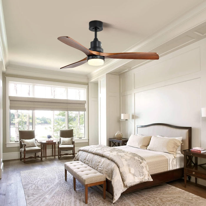 52 in. Ceiling Fan with Light and Remote Control, Farmhouse Wood Reversible Quiet Ceiling Fans with Light-5-ErisView