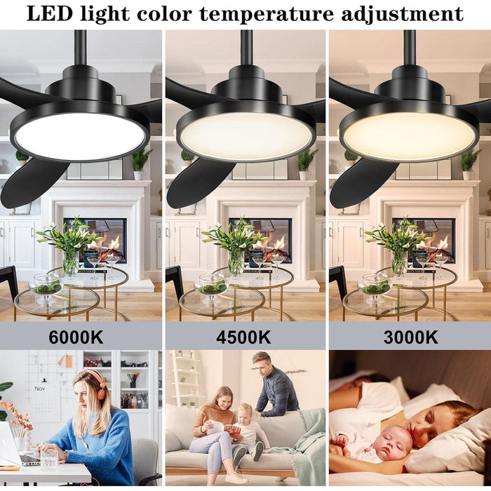 52 in. Ceiling Fan with Light and Remote Control, Modern Industrial Reversible DC Ceiling Fan for Living Room Bedroom Restaurant, Outdoor Fan for Gazebo -5-ErisView