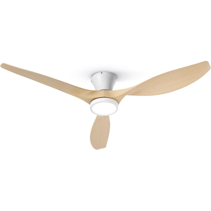 52 in. Ceiling Fan with Lights and Remote, Flush Mount Low Profile Ceiling Fan, Reversible Bedroom Ceiling Fans, Living Room Fan, Oak Kitchen Ceiling Fan-1-ErisView