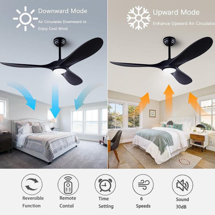 52 in. Ceiling Fan with Remote Control and Light, Modern Outdoor 3 Blade Reversible Ceiling Fan for Patio, Indoor Ceiling Fan for Bedroom Living Room-4-ErisView