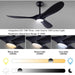 52 in. Ceiling Fan with Remote Control and Light, Modern Outdoor 3 Blade Reversible Ceiling Fan for Patio, Indoor Ceiling Fan for Bedroom Living Room-5-ErisView