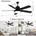  52 in. Ceiling Fans with Lights and Remote, Indoor Outdoor Black Outdoor Fan with Light for Patio Bedroom Living Room-6-ErisView