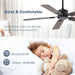 52 in. Ceiling Fans without Lights, Wood Low Profile Ceiling Fan with Remote, Smart Modern Reversible Ceiling Fan with Smart Timing for Indoor Outdoor Use-2-ErisView