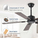 52 in. Ceiling Fans without Lights, Wood Low Profile Ceiling Fan with Remote, Smart Modern Reversible Ceiling Fan with Smart Timing for Indoor Outdoor Use-5-ErisView