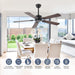 52 in. Ceiling Fans without Lights, Wood Low Profile Ceiling Fan with Remote, Smart Modern Reversible Ceiling Fan with Smart Timing for Indoor Outdoor Use-6-ErisView