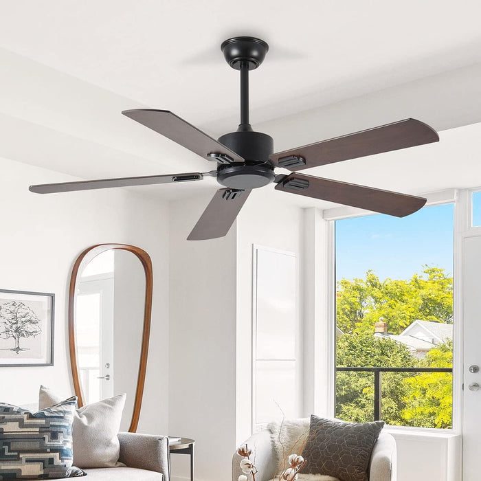 52 in. Ceiling Fans without Lights, Wood Low Profile Ceiling Fan with Remote, Smart Modern Reversible Ceiling Fan with Smart Timing for Indoor Outdoor Use-7-ErisView