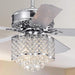 52 in. Chrome Crystal Chandelier Ceiling Fan with Remote, 5 Blade Ceiling Fan-3-ErisView