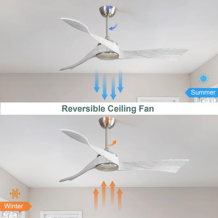 52 in. Contemporary Ceiling Fans without Lights, 3 Wood Blades Reversible Ceiling Fan with Remote for Bedroom Living Room Dining Room -5-ErisView