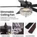 52 in. Crystal Ceiling Fan with Light, Modern LED Black Fandelier for Bedroom, Remote Control Fan with APP Control for Living Room Dining Room-6-ErisView