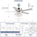 52 in. Crystal Ceiling Fan with Light and Remote Control, Modern Fan with Light, Reversible Chandelier Fan, Wood Chrome Fandelier for Bedroom Living Room-6-ErisView