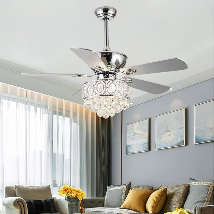 52 in. Crystal Ceiling Fan with Lights Remote Control, Decorative Ceiling Fan with Light, Chandelier Fan, Indoor Fandeliers for Bedroom Living Room-2-ErisView