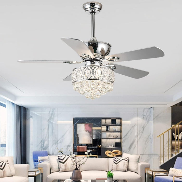 52 in. Crystal Ceiling Fan with Lights Remote Control, Decorative Ceiling Fan with Light, Chandelier Fan, Indoor Fandeliers for Bedroom Living Room-1-ErisView