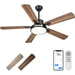 52 in. Farmhouse Ceiling Fan, Industrial Ceiling Fans with Light and Remote Control, Matte Black Ceiling Fan with 5 Reversible Blades-1-ErisView