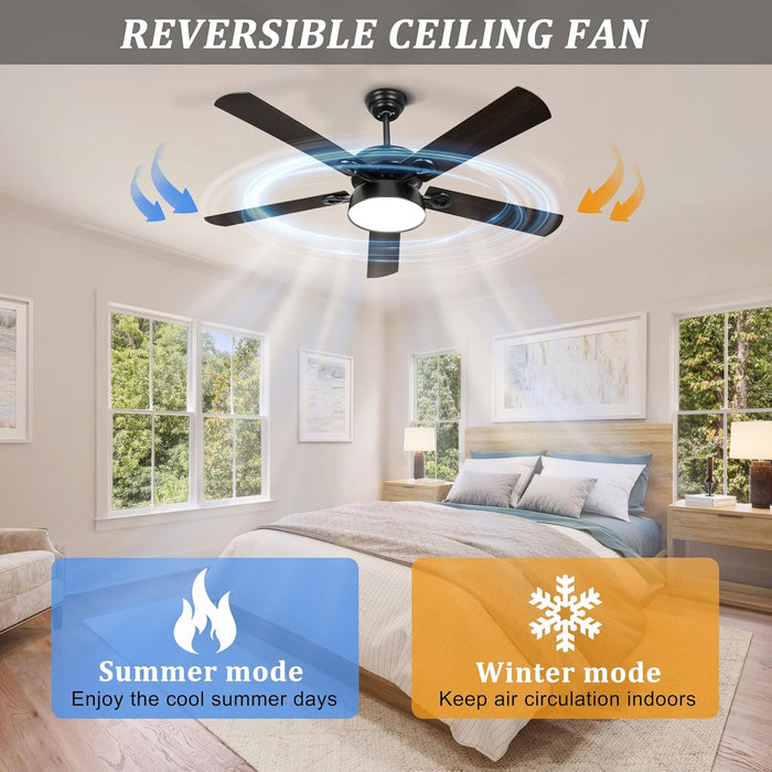 52 in. Farmhouse Ceiling Fan with Lights and Remote, Outdoor Ceiling Fan for Patio, Indoor Modern Black Ceiling Fan for Living Room Bedroom Dining Room -3-ErisView