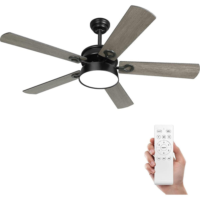 52 in. Farmhouse Ceiling Fan with Lights and Remote, Outdoor Ceiling Fan for Patio, Indoor Modern Black Ceiling Fan for Living Room Bedroom Dining Room -1-ErisView