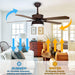 52 in. Farmhouse Indoor Outdoor Ceiling Fans with Remote for Patio Porch Bedroom Living Room, Reversible Bronze Ceiling Fan-6-ErisView