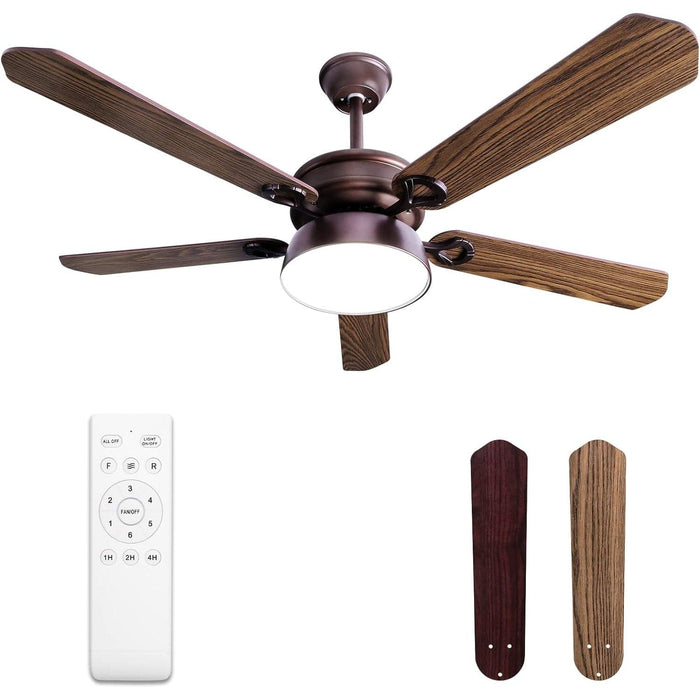 52 in. Farmhouse Indoor Outdoor Ceiling Fans with Remote for Patio Porch Bedroom Living Room, Reversible Bronze Ceiling Fan-7-ErisView