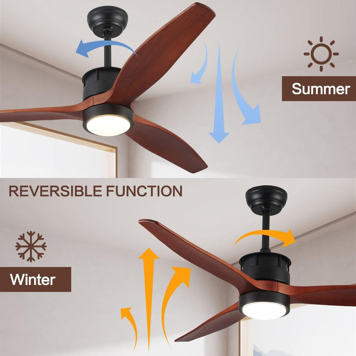 52 in. Farmhouse Outdoor Fans with Lights and Remote Control, Dark Walnut Reversible Quiet Modern Ceiling Fan for Living Room Bedroom Office-2-ErisView