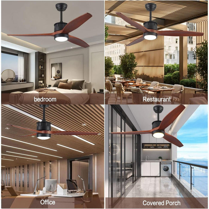 52 in. Farmhouse Outdoor Fans with Lights and Remote Control, Dark Walnut Reversible Quiet Modern Ceiling Fan for Living Room Bedroom Office-3-ErisView