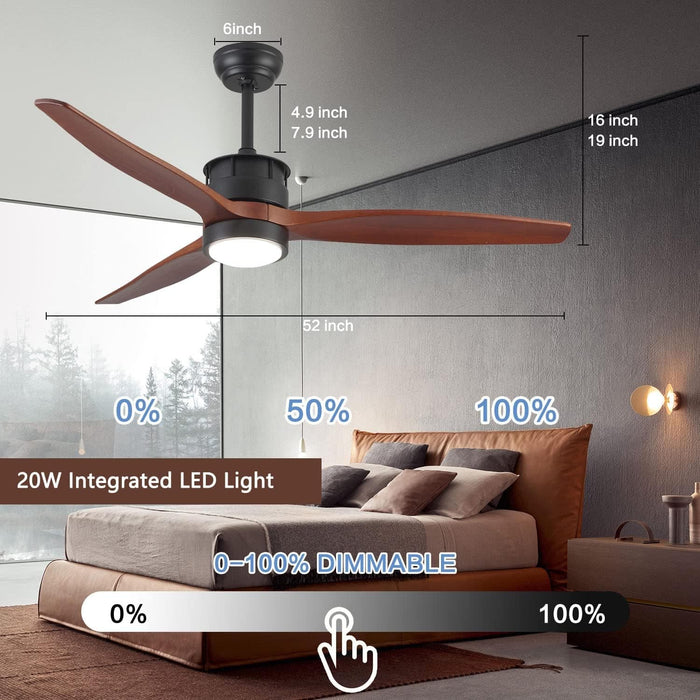 52 in. Farmhouse Outdoor Fans with Lights and Remote Control, Dark Walnut Reversible Quiet Modern Ceiling Fan for Living Room Bedroom Office-5-ErisView