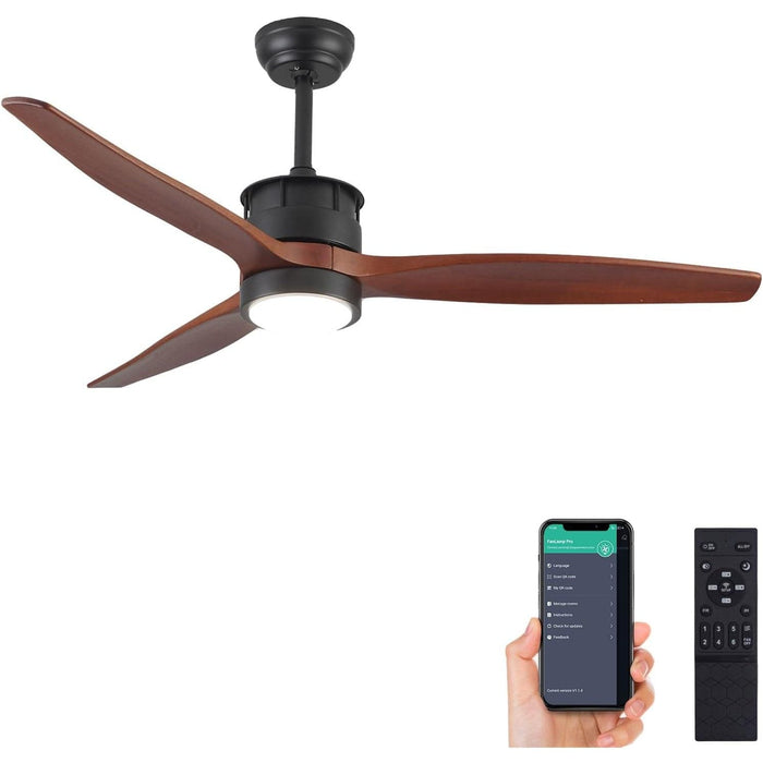 52 in. Farmhouse Outdoor Fans with Lights and Remote Control, Dark Walnut Reversible Quiet Modern Ceiling Fan for Living Room Bedroom Office-1-ErisView