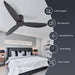 52 in. Flush Mount Ceiling Fan NO Light, Reversible Remote Control Ceiling Fans, Black 3 Blade Ceiling Fan-2-ErisView