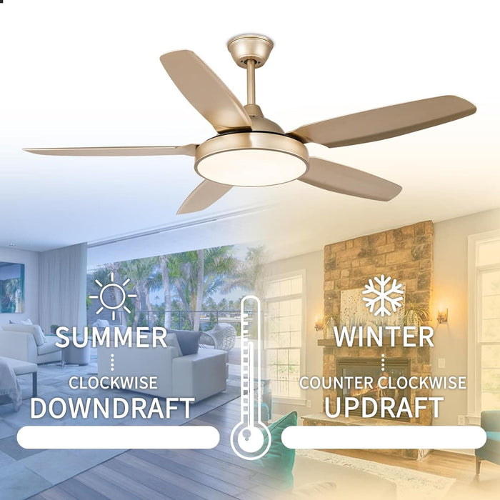 52 in. Gold Ceiling Fan with Remote, Modern Chandelier Ceiling Fan, Indoor Farmhouse Rustic Ceiling Fans with Lights for Living Room Bedroom-4-ErisView