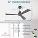 52 in. Grey Modern Ceiling Fan NO Light with Remote, Outdoor Ceiling Fans without Lights, Outdoor Fan for Patio, Good Ceiling Fans-6-ErisView