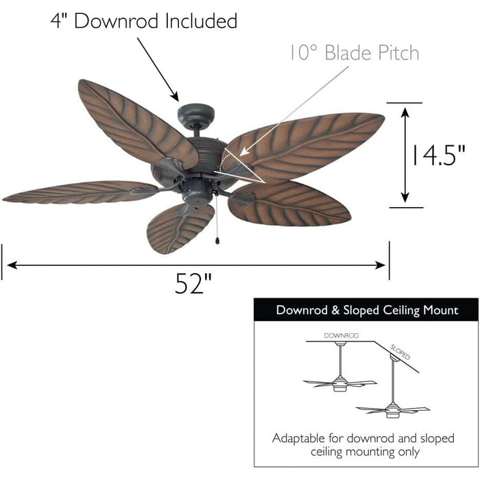 52 in. Indoor Outdoor Ceiling Fans, Bronze Ceiling Fan, Warehouse Ceiling Fans-2-ErisView